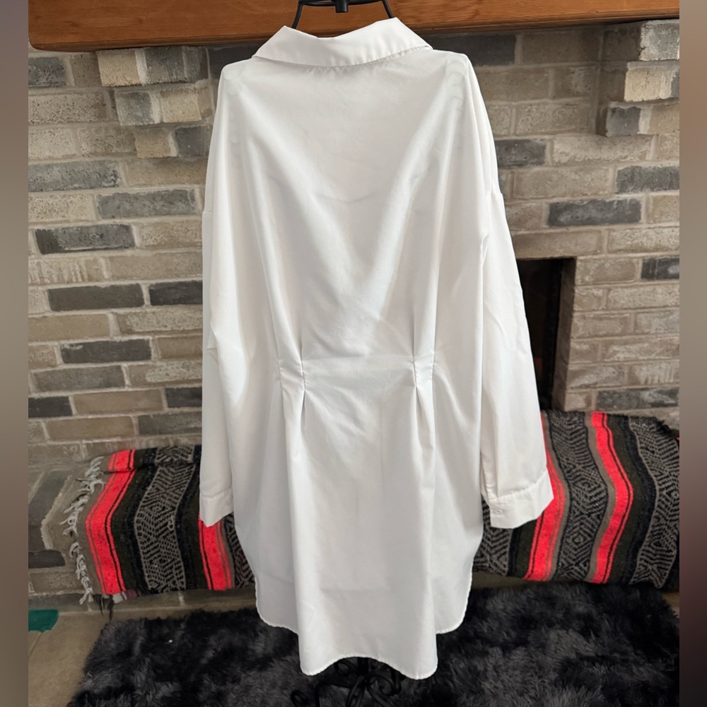 SHEIN Curve White Button Down Long Blouse - Picture 2 of 5